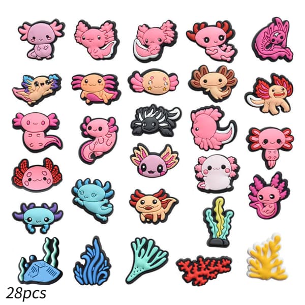 28PCS Charms Sko Croc Tilbehør Croc Pins Sko Dekorasjon 28PCS