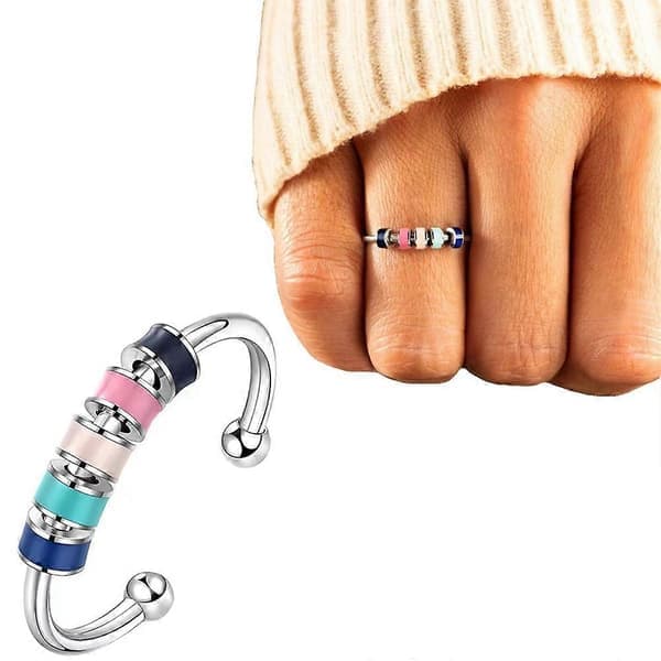 Til datter angst fidget ring meditationsring justerbar åbningsring Farverig One Size