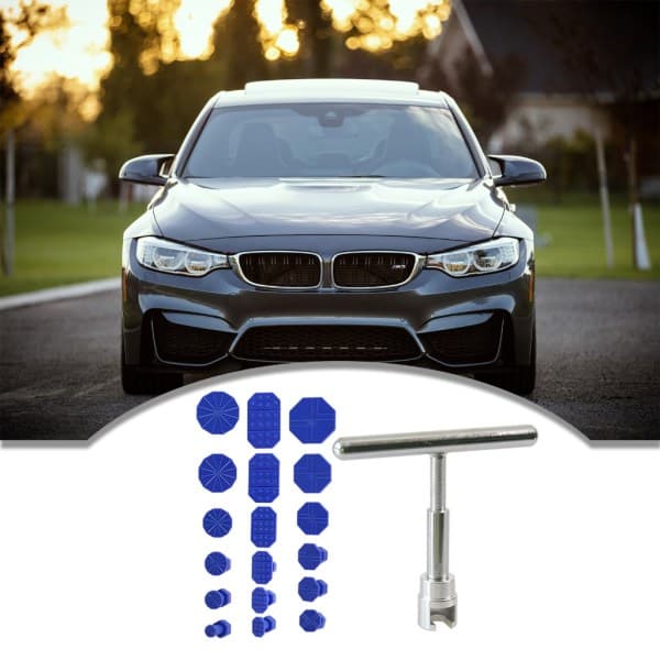Bilbulkreparasjonstrekker T-bar sett Auto Body Mekanisk Platemetall Slide Puller Bilbulkfjerner med flikpute
