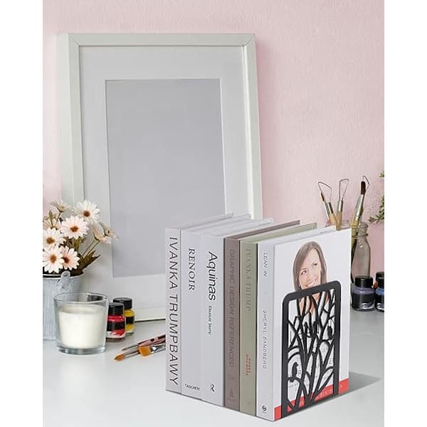 Bokstöd i Metall (Svart), 1 Par Bokstöd för Barn, Träddesign