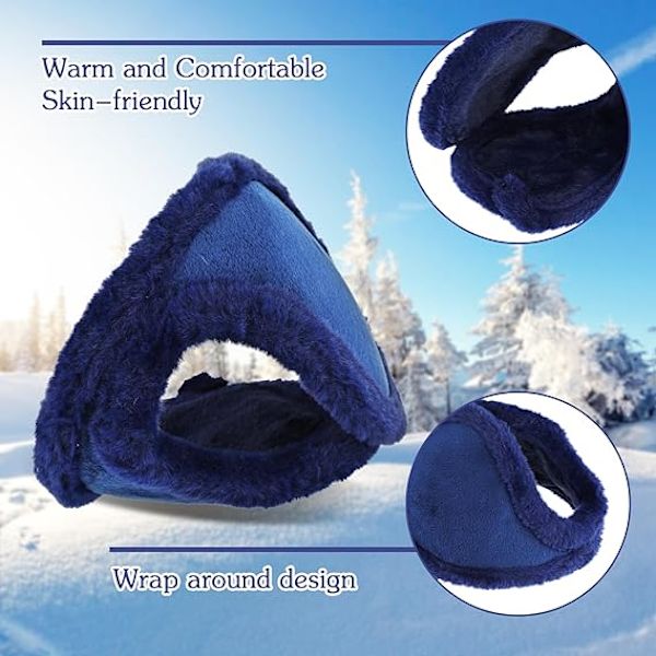 2 pakkausta fleece-korvaläppiä talven korvalämmittimiä naisille ja miehille tuulenpitävät plyysikorvaläpät kylmälle säälle juoksuun ulkoilulajeihin lumilautailuun (paksu)