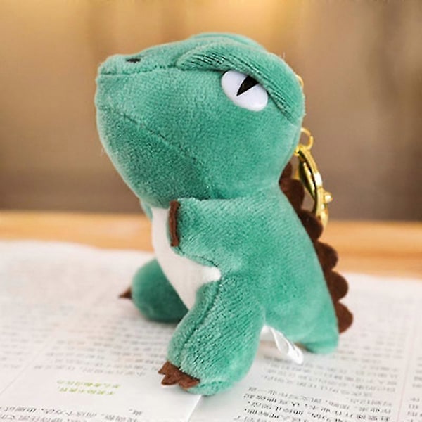 Sööt dinosaurusten avaimenperä, piirretty Tyrannosaurus, pehmoeläin, plusslelu, avaimenperän riipus lapsille Light Green With Bead Chain