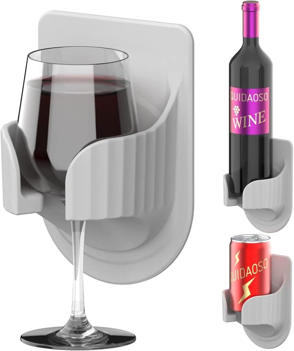 Vinglassholder, Drikkeholder, Øl- og vingaver, Bursdagsgave, Veggmontert, Silikonmateriale, Grå