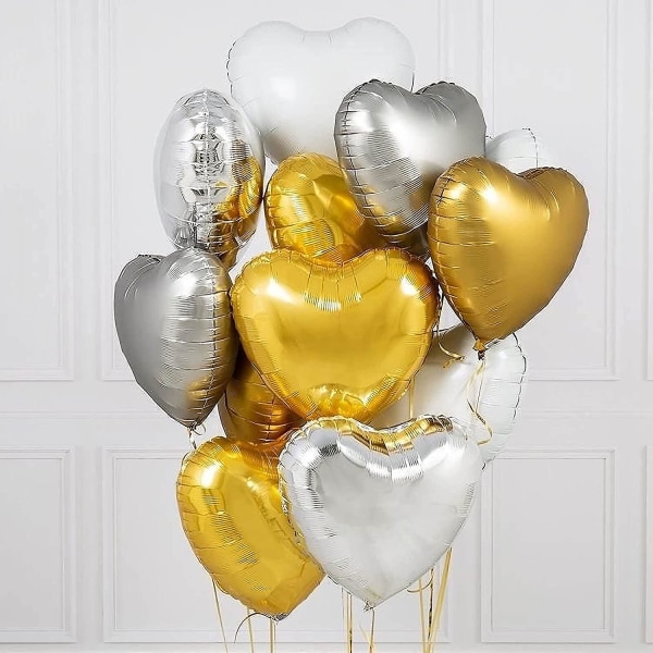 10 stk guldfolie hjerteformede balloner 18 tommer hjerte mylar balloner til baby shower bryllup Valentine dekorationer kærlighed balloner fest dekorationer