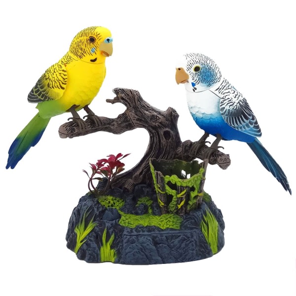 Mange typer realistiske syngende fugler med pennholder Batteridrevet bevegelse og lyd Kvitrende fugler Kontorhjemmeinnredning