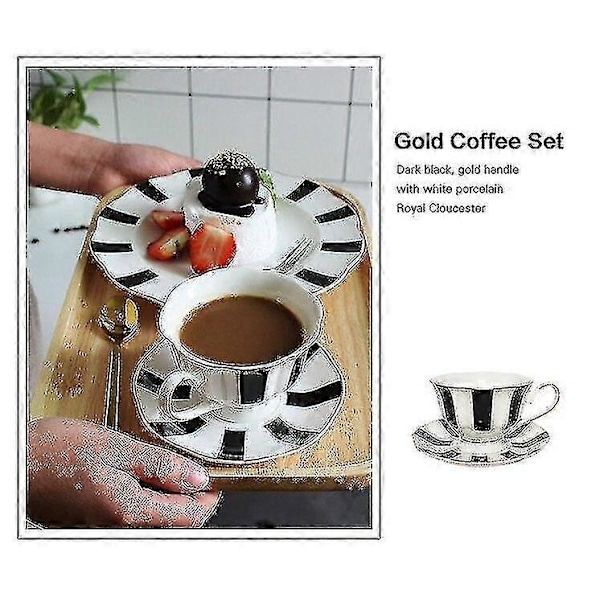 Svart og hvit Hepburn-stil Retro Serie Europeisk Stil Stripete Polkadot Kaffekopp og Skål