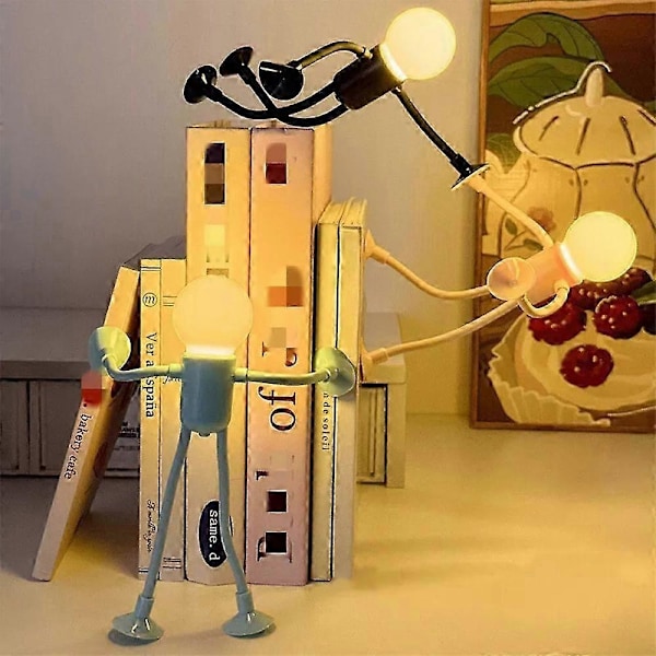 Formbar Rolig Sportman Nattlampa Knappbatteri Skrivbordslampa Mångsidig Mini Lampa Kreativ O White