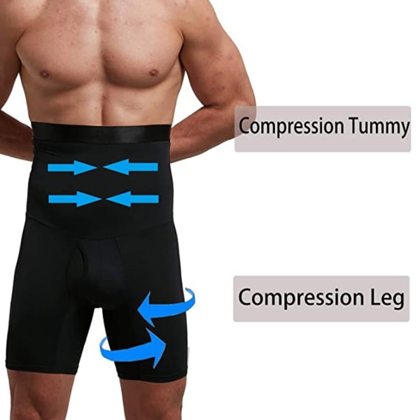 Men's Slimming Body Shaper Tummy Boxer-truse med høy midje black XL