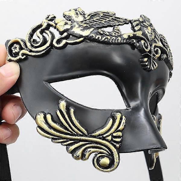 Antik Grekisk Spartansk Krigare Romersk Maskeradmask Män Venetiansk Mask Bröllopsmask Maskerad Mask Bröllopsmask Burlesk Maskeradfest black Silver