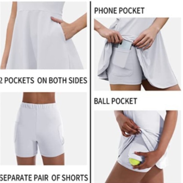 Tennismekot Golfmekot sisäänrakennetuilla shortseilla valkoinen xl Cherry