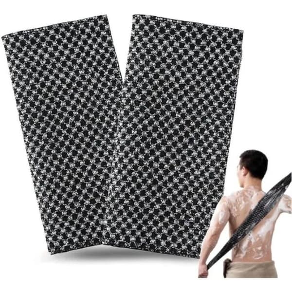 Set med 2 exfolierande handdukar 100x25cm - Svarta ränder - För kroppsvård och massage