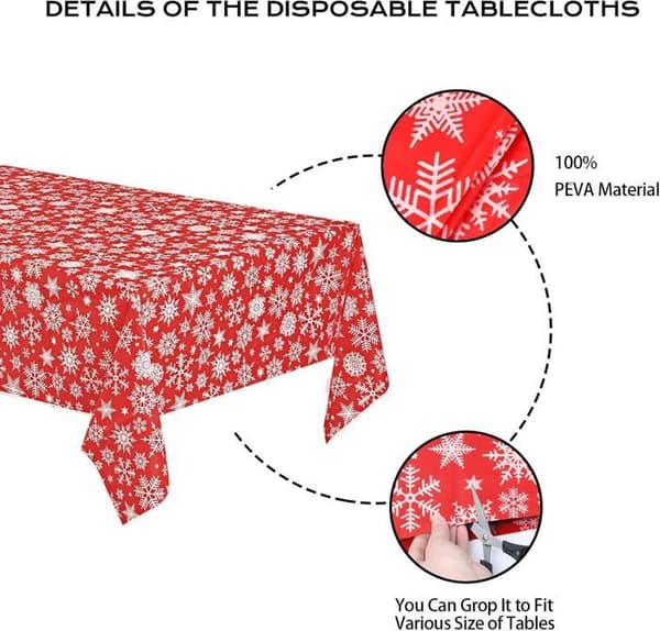 Set med 137 x 274 cm rektangulära vattentäta dukar för jul, nyår, hem, trädgård, fest, bordsdekoration