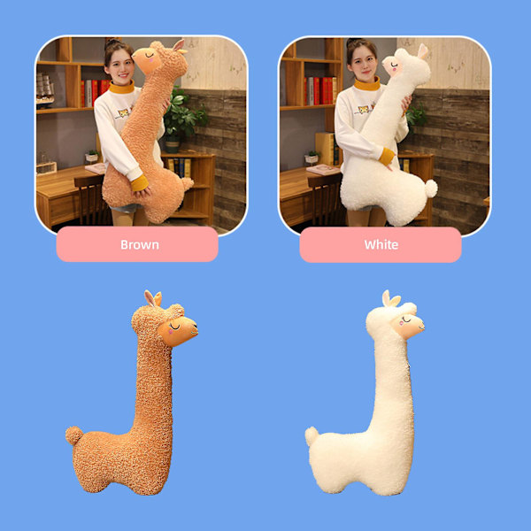 2024 Lama Kroppskudde, Jätte Alpaca Plysch Lång Kroppskudde, Fluffig Alpaca Plyschdjur, Mysig Alpaca Lång Kudde White 100cm