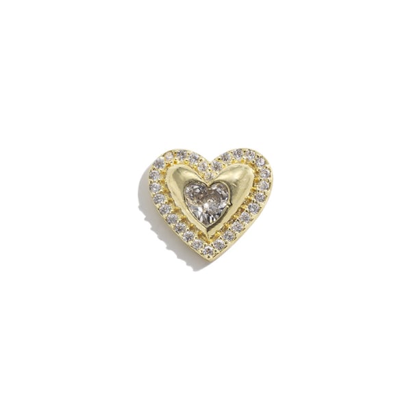 10 x klare hjertekrystaller med minifarget hjertesenter flat rygg Diamante rhinestones kortlagingspynt for håndverk (hvitt senter)