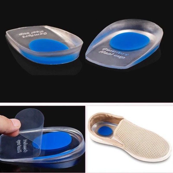 2-pak hælindlæg - Silikone skoindlæg - Gennemsigtig Blå