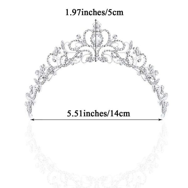 Kristalltiara Silver Crown Brud Prinsessa Rhinestone Hår Smycken Dekoration