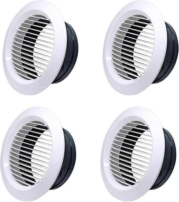 Ventilationsgaller, Plast, 118 mm, Svart/Vit, 4 st