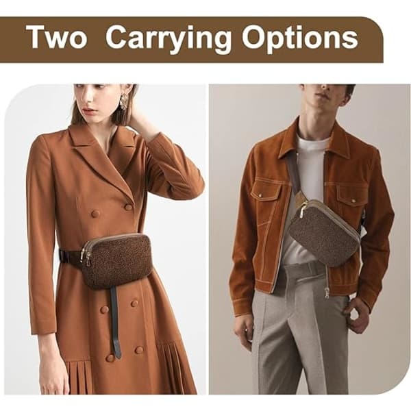 Bumbag til damer, Fanny Pack til kvinder Sort modetaske til vandreture Løb Gåture dark brown