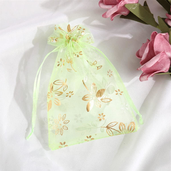 Organza Gaveposer Bryllup Smykkeposer Perfekt til Bryllup, Fødselsdag, Jubilæum, Slikposer, 130x180 mm/5,1 x 7,1 tommer, 30 stk, Grøn