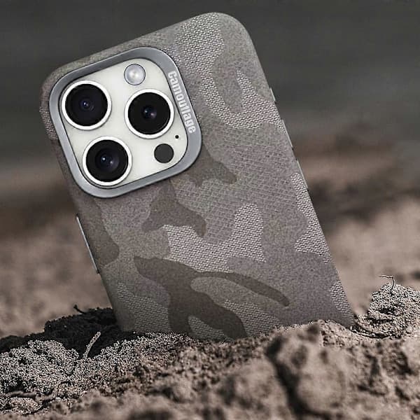 Magnetisk deksel for iPhone 16 Pro Max, kamuflasjemønster, støtsikkert PC+PU-telefondksel