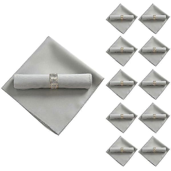 10 st 48x48 cm Polyester Servetter för Restaurang Bröllopsbankett, Silvergrå