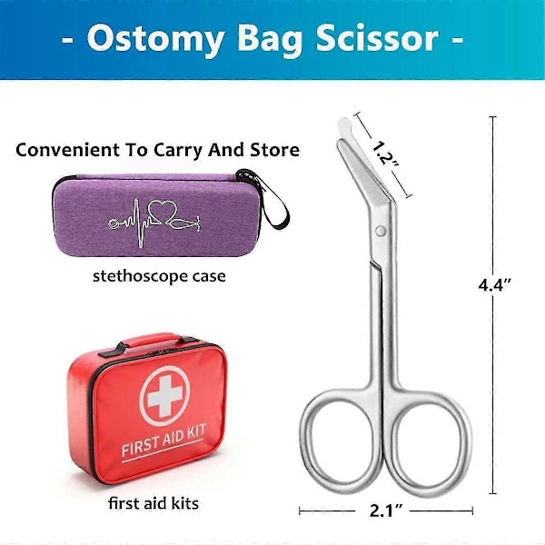 Stomipose Saks-Stomipose Klipper med Stump Rund Spids til Kolostomi Ileostomi Pleje, Rustfrit Stål, 11,2 cm L, 2 stk