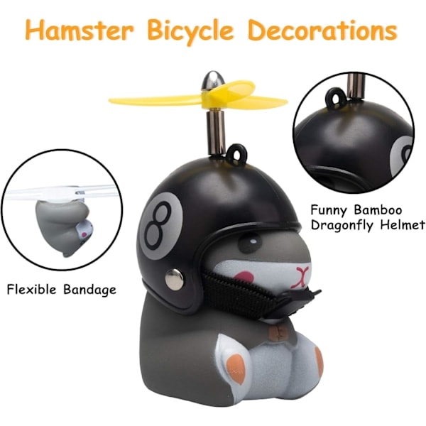 Pyöräkello Valolla ja Kypärällä Söpö Eläin Pyörän Torvi, Kojelaudan Koristeleminen Leikkiauto Pyöräkellot Liimatut Koristeet Black 8 helmet mouse
