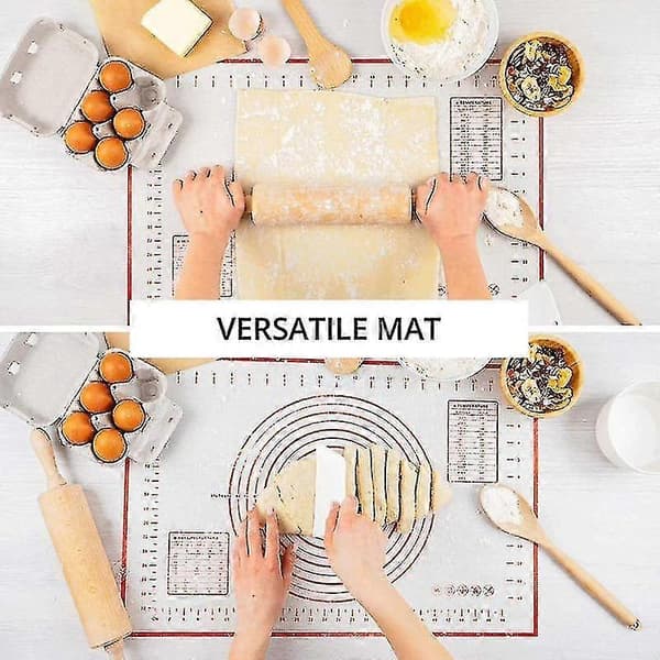 Ekstra stor 80x60cm silikon bakematte, kjevlematte, bakstverktøy, pizzadough red