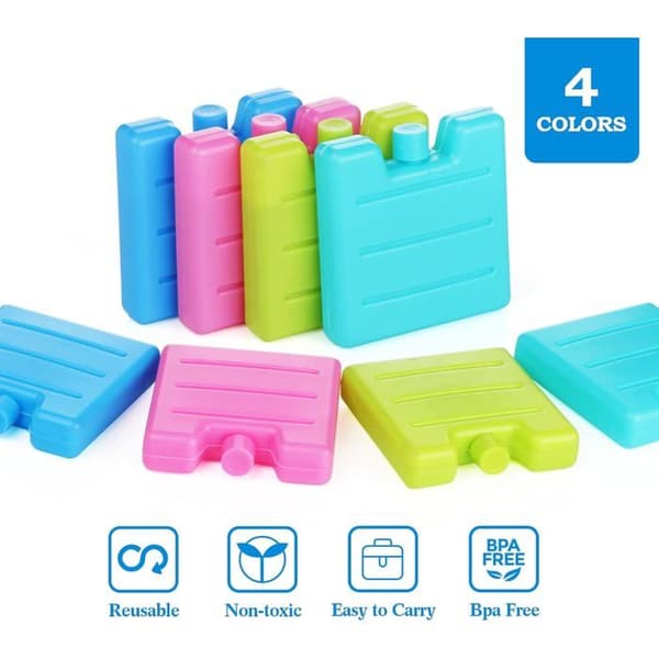 8-pack mini-kylklampar, 7,5x7x1,5 cm/65g, återanvändbara fryspåsar för kylväskor, små isolerade påsar