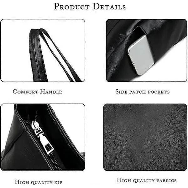 Dame Tote Tasker Dame Håndtaske Dame Crossbody Tasker PU Læder Dame Skuldertaske Sort