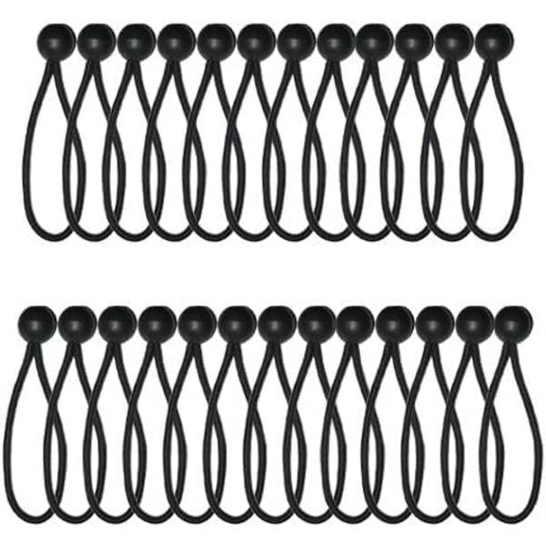Bungee Balls, 25 Pack 6 Tommer, Sort Bungees ledning med bold, Bungee Marquee Canopy Tarp Tie Down Cord, Bungee Cords Teltskifter til lysthuscamping