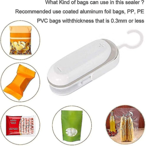 2 stk Fresh Snack Sealer, miniforseglingsmaskin for plastposer Matforseglingsenhet for pose