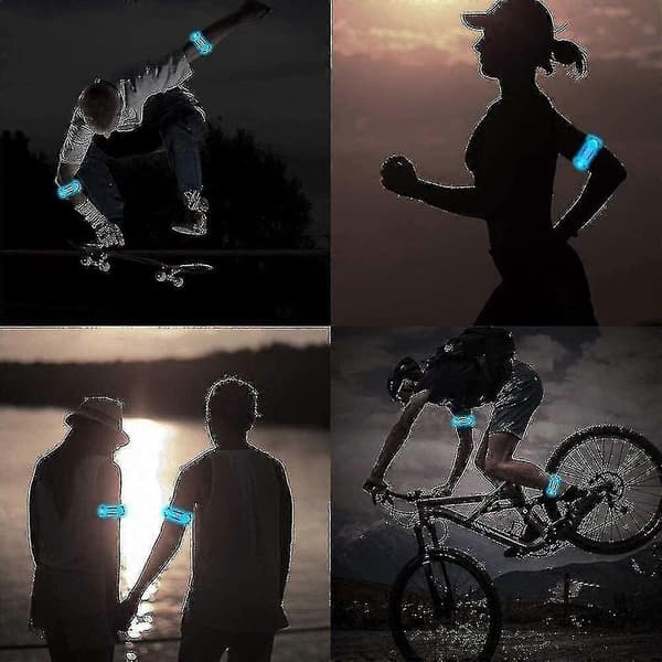 4-pack LED-armband med reflex - för löpning och jogging Blue