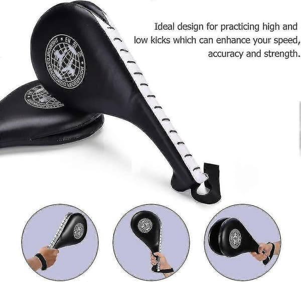 1 par Target Taekwondo Pad, Dobbelt Paddles Strike Racket til Tae Boksning Karate Træning - sort