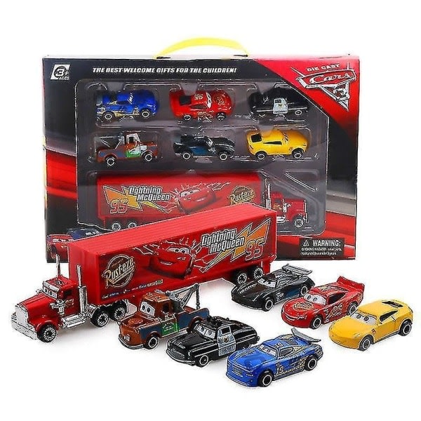 7 stk sett Disney Pixar Car 3 Lightning Mcqueen Jackson Storm Mack Onkel Truck 1:55 Diecast Metallbil Modell Leke Gutt Julegave