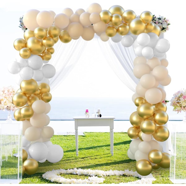 White Sand Gold Balloons Garland Arch Kit 60 kpl 12 tuuman hiekkavalkoinen ja metallikultainen ilmapallopakkaus syntymäpäiväjuhliin ja Boho häihin