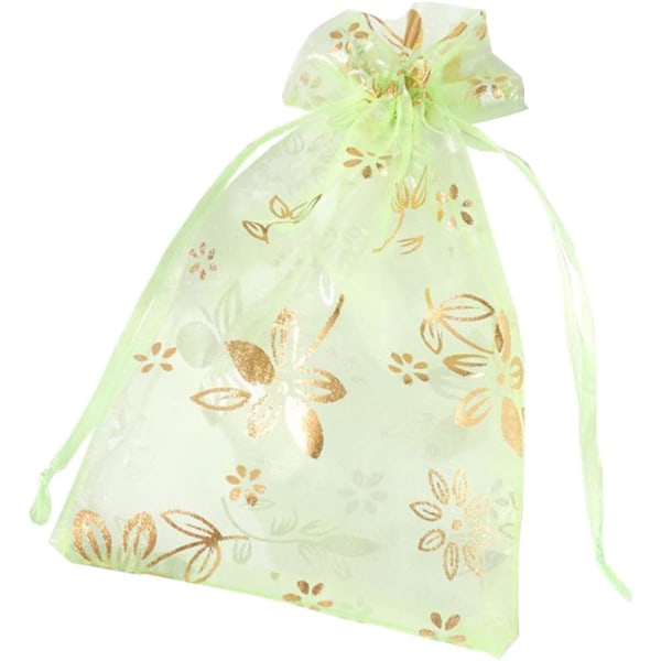 Organza Gaveposer Bryllup Smykkeposer Perfekt til Bryllup, Fødselsdag, Jubilæum, Slikposer, 130x180 mm/5,1 x 7,1 tommer, 30 stk, Grøn
