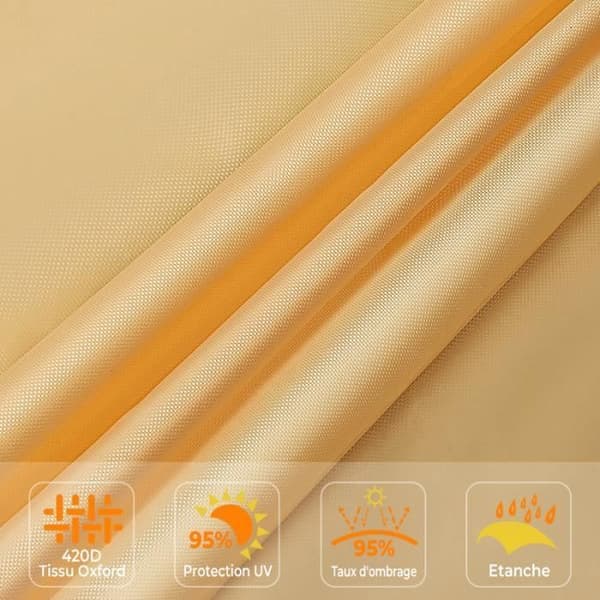 Trekantet solseil - Beige - 3x3x3M - 420D Oxford-stoff - 95 % UV-beskyttelse