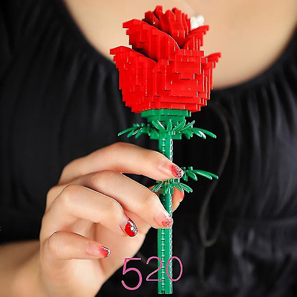 Kærlighed Rød Rose Hjerte Byggeklodser Mikro Partikler Byggeklodser Legetøj Romantisk Gave Til Elsker G Heart shaped