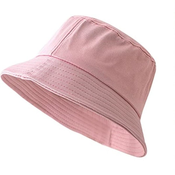 Hatter, Dame Solid Farge Bucket Hat Sommer Strand Bucket Hat Kvinner Voksen Unisex Bomullslue, Morsdaggaver til Mor og Kone (Rosa)