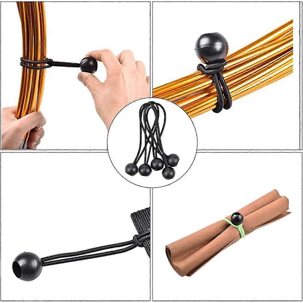 10 stk. presenningsklemmer, teltklemmer med krokodillemunn, presenningmarkiser, presenningsklemmer, presenningsstrammere med ballstrikk elastisk tau