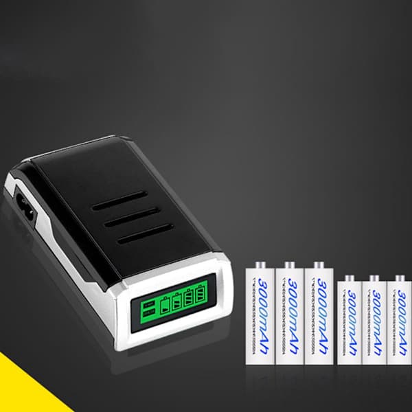 Universal batterioplader LCD-oplader til 4 AA AAA hurtigoplader