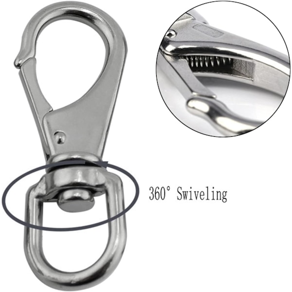 2 stk. Trigger Clips Clasp i rustfrit stål, kraftig 360° drejelig Trigger Clips Hook Trigger Clips Clasp til kæledyrs spænde nøglering karabinhage