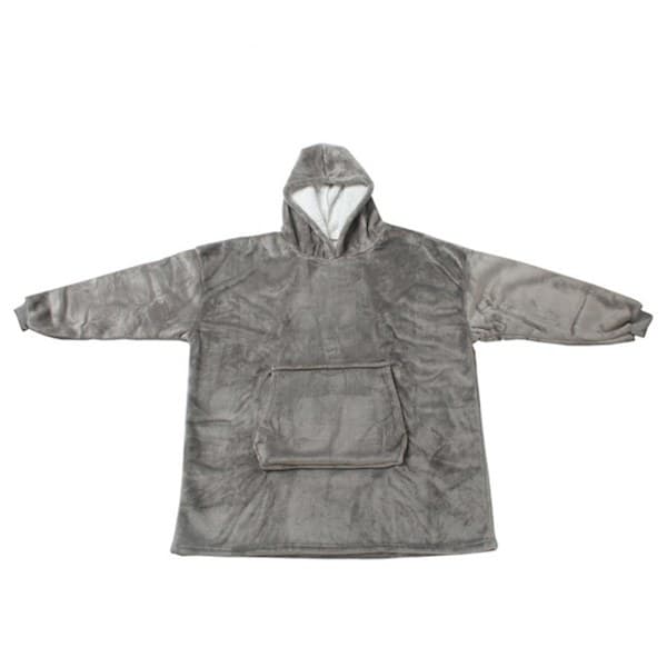 Oversized hettegenser i supermyk fleece - grå