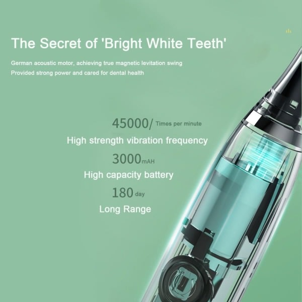 Smart elektrisk tannbørste Oppladbar elektrisk tannbørste White