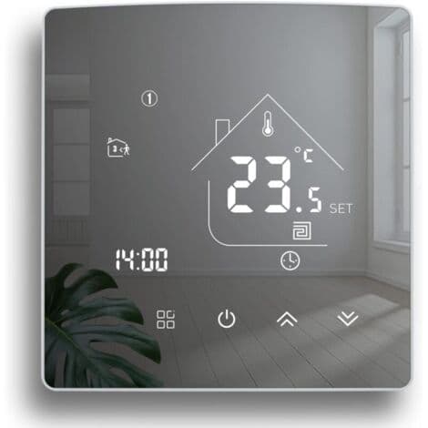 Spejltermostat, varmetermostat, programmerbar rumtermostat, digital vægtermostat til elektrisk gulvvarme, 16 A