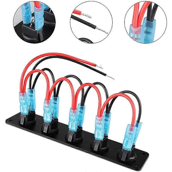 Vippebryterpanel med 5 forhåndskablede på/av-brytere for 12V 24V bil, tilhenger, lastebil