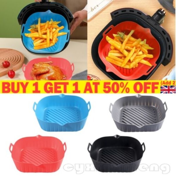 Airfryer Silikonform Bakkorg Ugn Non Stick Återanvändbar Svart