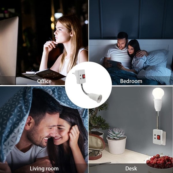 E27-uttag med strömbrytare 360 graders justerbar E27 lampa adapter vägguttag lamphållare E27-uttag utan glödlampa