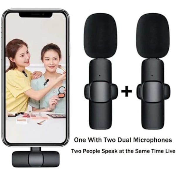 Trådløs Lavalier Mikrofon til Android, Mini Optagelse Telefon Mikrofon til Livestreaming, Videooptagelse, Interview, Clip-on Plug and Play